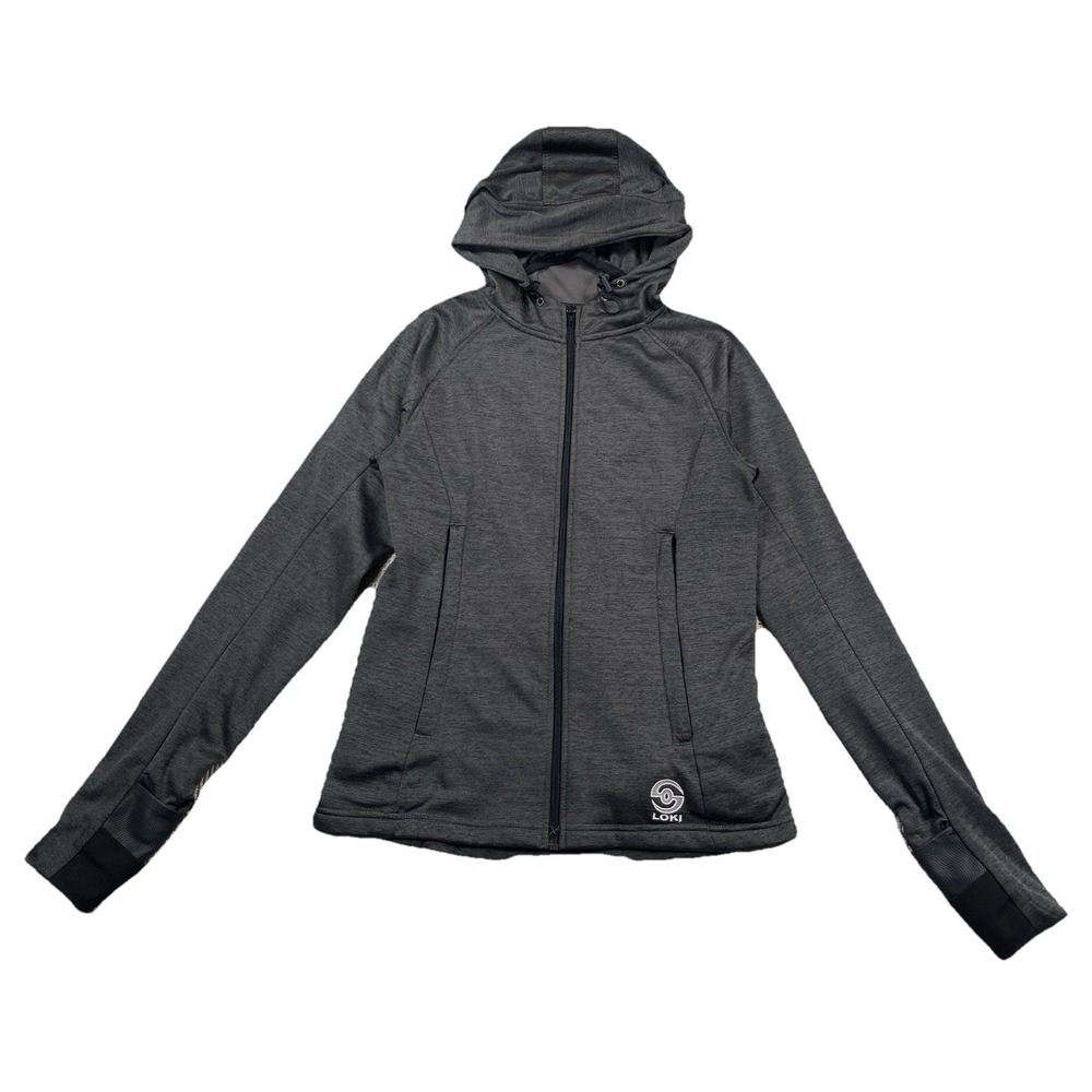 Loki Gear Tech Hoodie Full Zip Gray Mittens Packable Women's XS